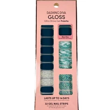 NEW Dashing Diva Gloss Ultra Shine Gel Nail Strips Blue Green Marble Glitter