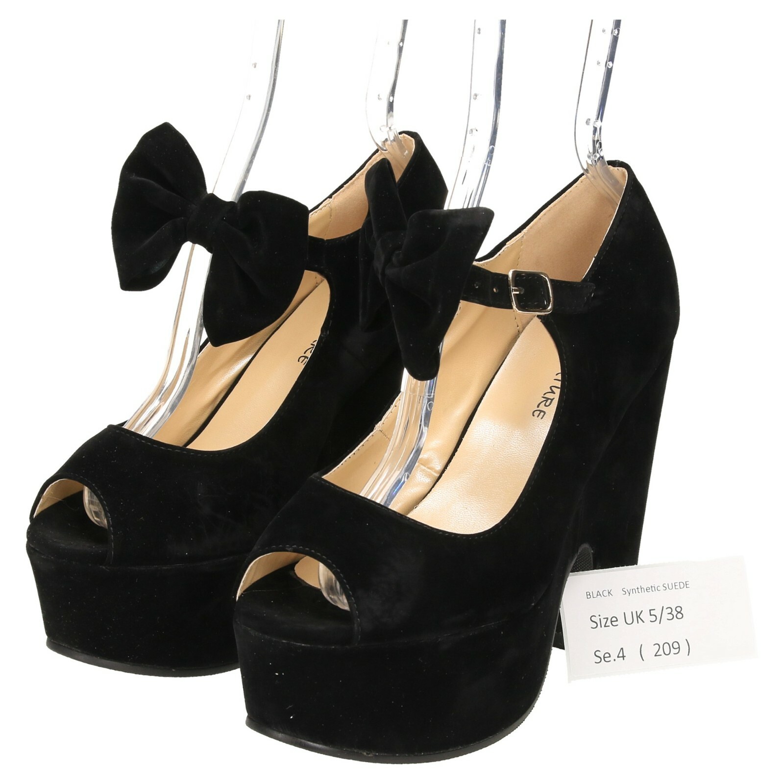 High Heel Platform Shoes Faux Suede strap size uk 5 EU 38 24 cms se.4 (209 )