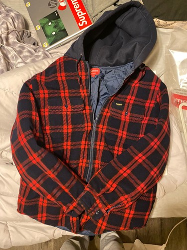 Supreme Hooded Plaid Work Shirt MEDIUM 