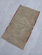 Oushak Vintage Rug Faded Turkish Rug Bathroom Rug Kitchen Rug Doormat Rug Nature