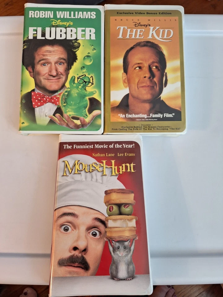 3 VHS Tape Lot FLUBBER Robin Williams/THE KID Bruce Willis/MOUSE HUNT Nathan... Foto 2 de 4