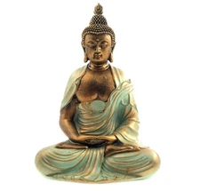 7.5" Gold Buddha Statue for Home Decor - Serene Meditation Decor, Zen-Inspire...