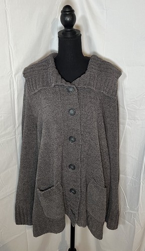 Merona Cozy Women's Cardigan Knit Grey Sweater Size 3 with Buttons And Pockets