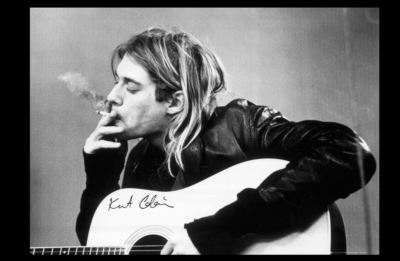 nirvana tobacco Kurt Cobain Smoking PHOTO Cigarette Art Print Grunge Rock Star Nirvana Neon Wood Look Pipe