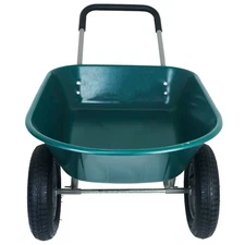 Dual Wheel Garden Cart Heavy Duty Wheelbarrow Rust Proof Easy Assembly Yard Work