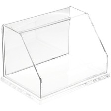 Plymor Clear Acrylic Slant Front Case w/ Base Mirror Back , 6" W x 4" D x 4" H