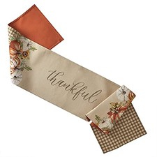 Harvest Autumn Pumpkins Natural Table Runner