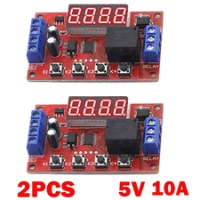 2x DC5V 10A Adjustable Time Delay Relay Modules LED Digital Timer Control Switch