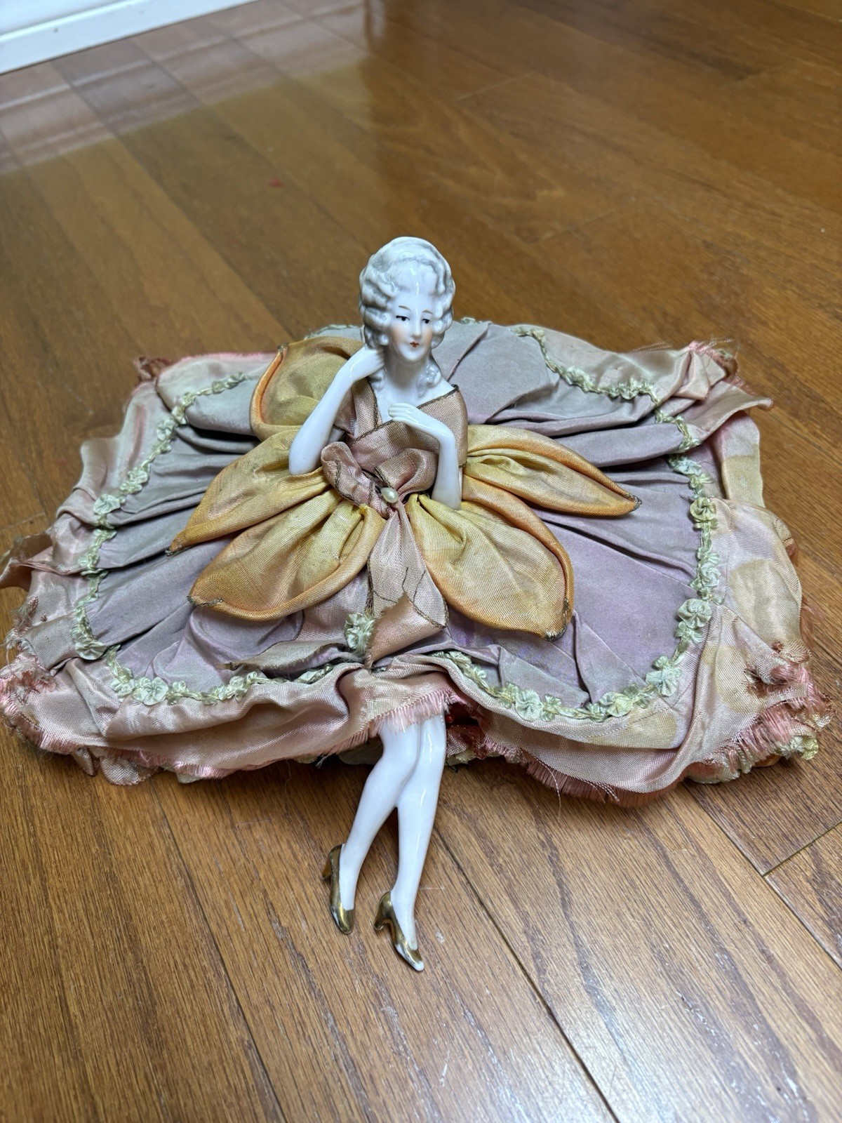 German Porcelain Half Doll Box Lid Antique (please Read)