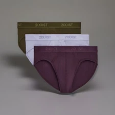 2xist Men’s 100% Cotton No-Show Briefs (3-Pack) Olive, Purple, Plum XL (35-39in)