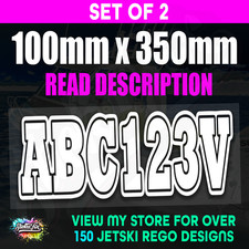 2x Jetski Rego Sticker Decals Set 100mm High Vinyl Registration-WH 