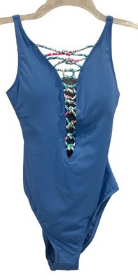 NEW Lilly Pulitzer One Piece Swimsuit 0 Blue Haven Isle Lattice NWT $138