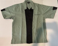 VTG Hilton Bowling Retro Button Down Shirt Light Green Black Large