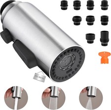 Metal Kitchen Faucet Head Replacement, 3-Function Pull Down Spray Head