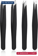 4 PCS Stainless Steel Tweezers Set - Precision Tweezers for Ingrown Hair, Facial