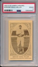 1922 E120 AMER CARAMEL - EDMUND BING MILLER - PSA 2 GD (SVSC) FRESHLY GRADED!