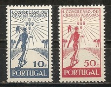 Portugal 1943 Congress of Agricultural Science Farmer MLH Scott#632-633