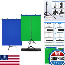 Hemmotop Blue Green Screen Backdrop Stand Kit 7x5ft 6.5x5ft Background