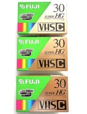 3 Fuji VHS-C TC-30 Super HG Compact Video Cassette NOS Factory Sealed Hi Grade
