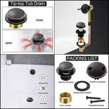 Oil Rubbed Bronze Bathtub Drain Tip-Toe Trim Kit with Two-Hole Overflow Plate