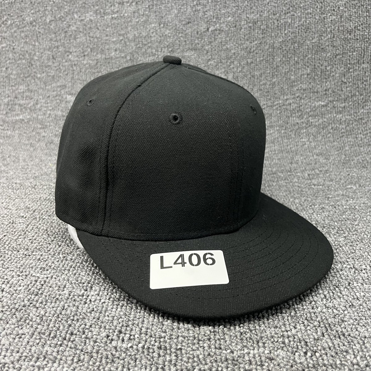 New Era 59FIFTY Blank Black Fitted Hat Plain Cap Grey Under Visor Size 6 Kids