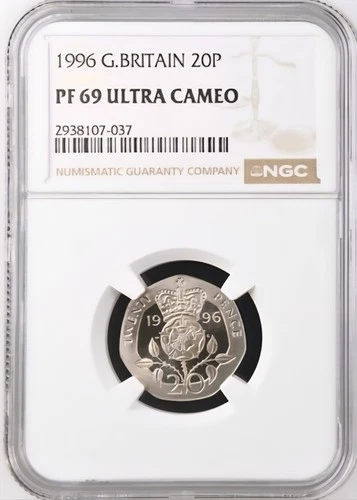 ONLY 1 HIGHER - 1996 Great Britain Rose 20 Pence Proof NGC PF69