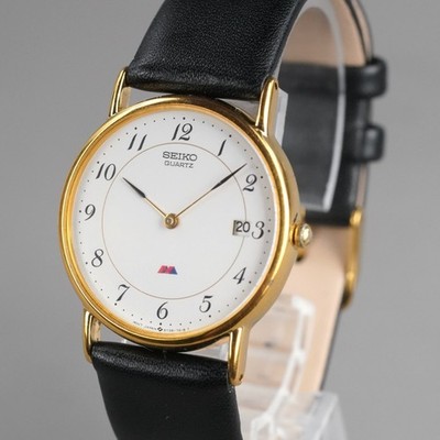 SEIKO 1989 Vintage 5Y39-7010 Men's Watch Gold 31mm New Battery New