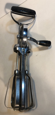 Flint Hand Mixer Hand Stainless Egg Beater USA Manual Black Handle MCM Vintage