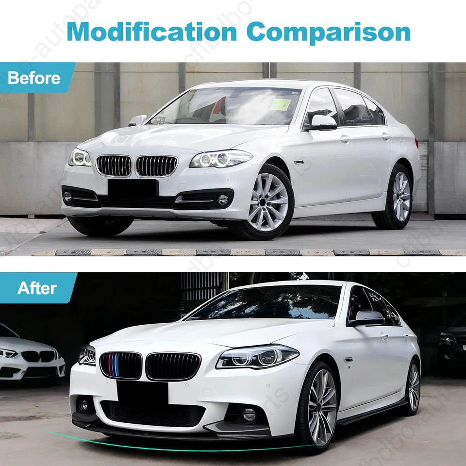 Fibra de carbono para BMW F10 535i 528i 550i M Sport 2011-16 parachoques delantero alerón labio Foto 3 de 4