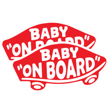 3-Pack Baby On Board Sticker Vinyl Red Skateboard Style Car Window Bumper Laptop