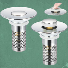 2-Pack Sink Stopper Hair Catcher Bathroom Pop Up Sink Drain Strainer Filter Plug