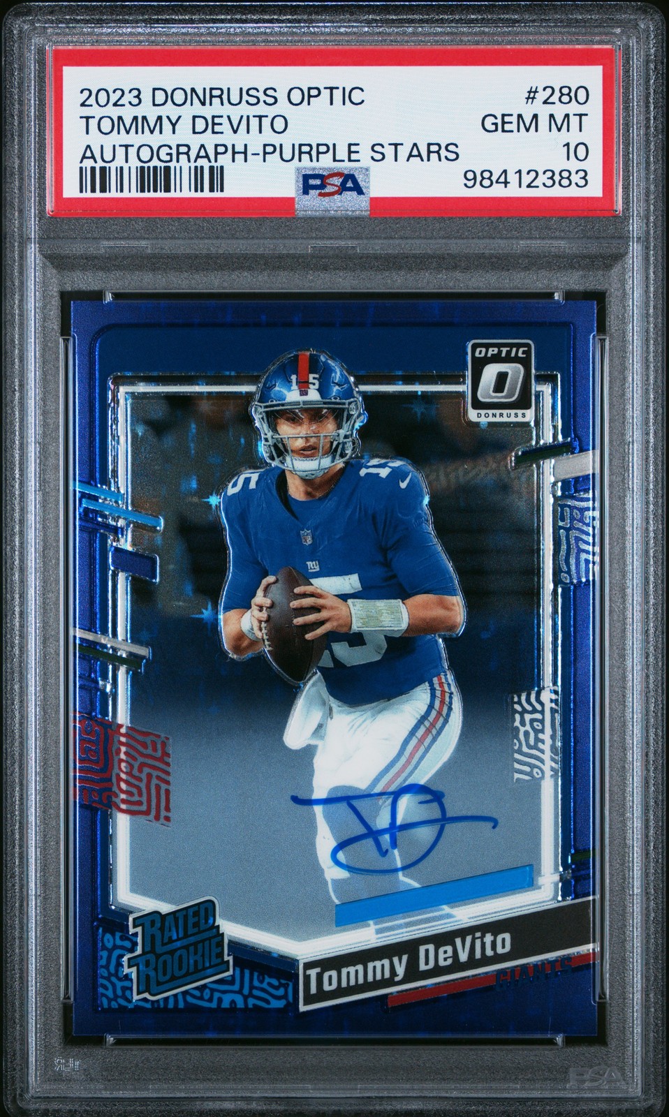 2023 PANINI DONRUSS OPTIC AUTO-PURPLE STARS #280 TOMMY DEVITO 7/50 PSA 10