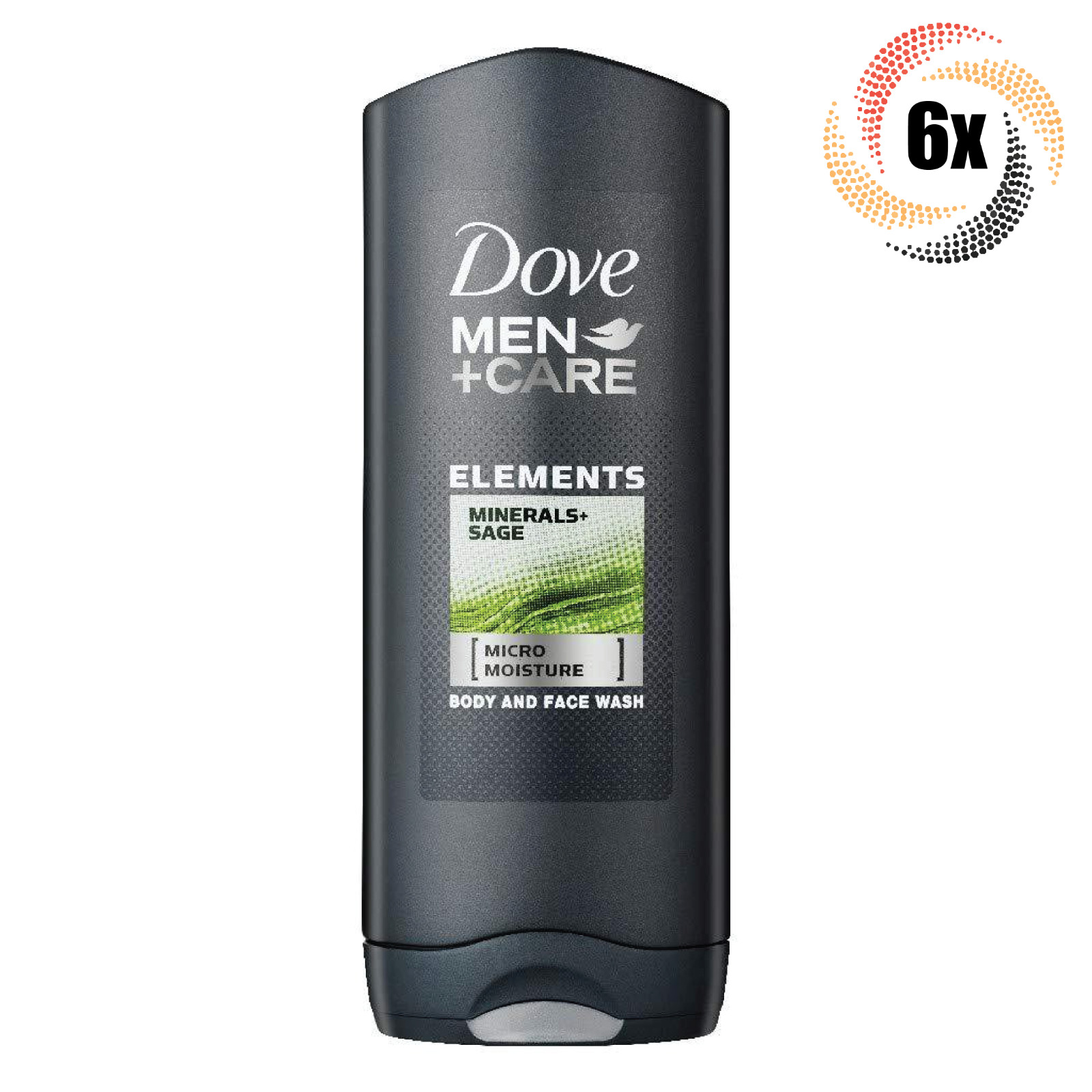 6 флаконов Средства для умывания Dove Men Care Minerals Sage с микроувлажнением для тела и лица 400 мл 10290₽