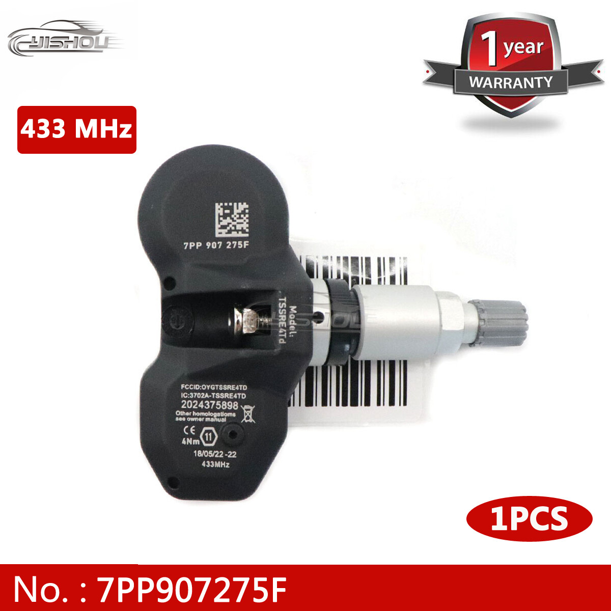 7PP907275F TPMS Tire Pressure Sensor 433MHz For Audi A6 A8 Q7 R8