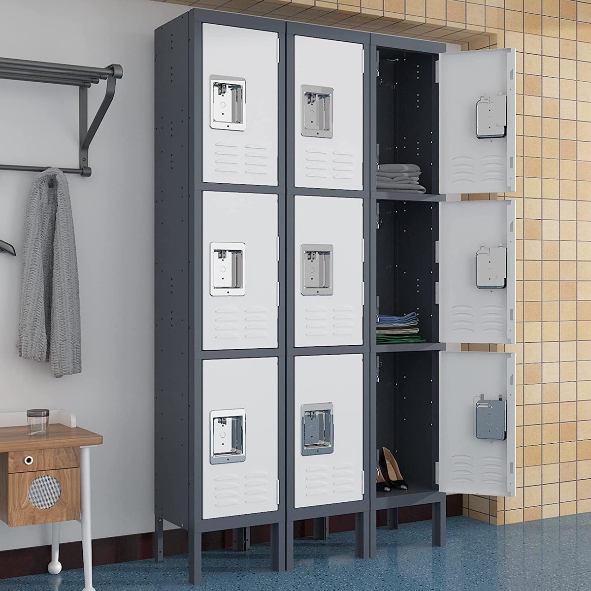 Metal Lockers for School Gym Office 3 Door Steel Locker for