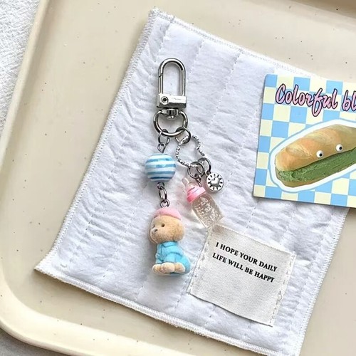 3D Food Cute Hamburger Dog Cat Phone Charms Cartoon Flocking Animal Keychain - Picture 4 of 15