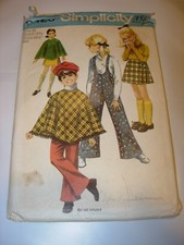 UNCUT SIMPLICITY Sewing Pattern 8425 YOUNG GIRL VINTAGE JUMPSUIT PONCHO SIZE 10