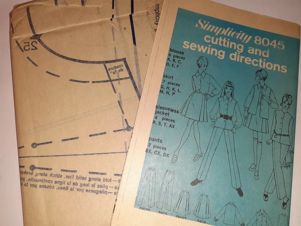 Simplicity 8045 Skirt Blouse Pants Vest Jacket Sewing Pattern Ladies 12 UC VTG - Image 4 of 4