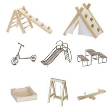 Miniatur Spielplatz Rutsche Schaukel Sandkasten 10-16 cm Zubehör Wichtel
