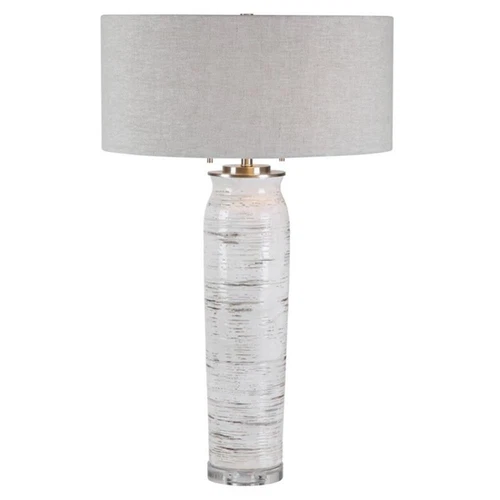 Uttermost Lenta Ceramic Iron and Crystal Table Lamp in Off White - Picture 1 of 9