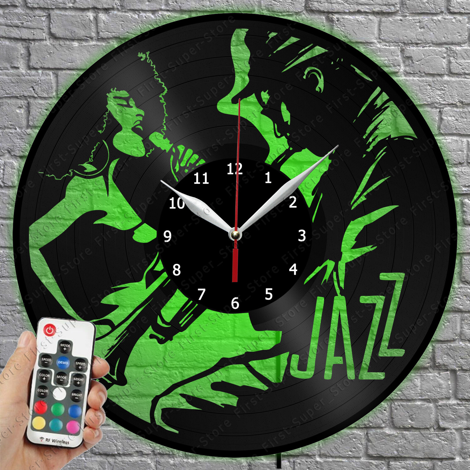 LED Vinyl Record Wall Clock with Jazz Design and LED Light 1164