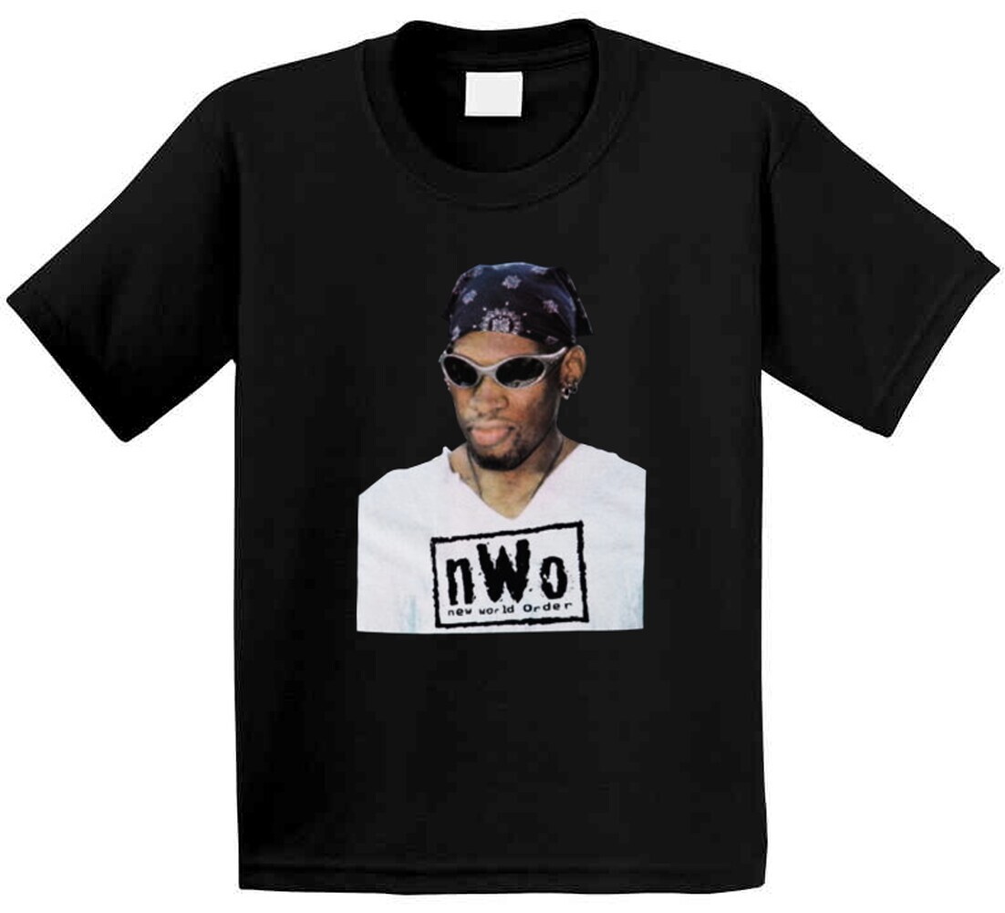 nWo ロッドマンTシャツ 黒 Dennis Rodman Nwo Wrestling Basketball Player Fan Retro T