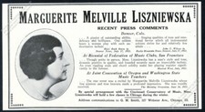 1931 Marguerite Melville Liszniewska photo piano recital tour booking vintage ad