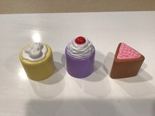 Lot Of 3 Plastic Sweet Treats Cake Pie Cupcak Pretend Play Food