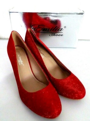 High Heels Rot Elegante Damenschuhe Schuhe Pumps Glitzer EMILIA Gr