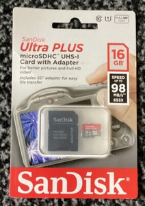 SanDisk SDSDQUIP-016G-A46 16GB MicroSDHC UHS-I Memory Card with Adapter