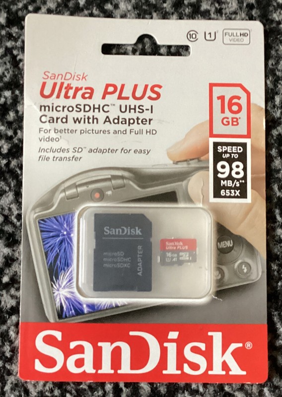 SanDisk SDSDQUIP-016G-A46 16GB MicroSDHC UHS-I Memory Card with Adapter