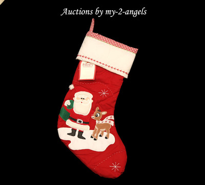 NWT Pottery Barn Kids SANTA WITH RUDOLPH Reindeer Quilted Stocking NO MONOGRAM