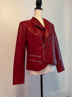 Savidys women s red lamb skin leather jacket, from Greece. XL in European size