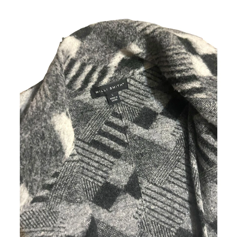 Willi Smith Wool Blend Sweater Waterfall Open Vest Size Large Gray Black - Image 2 of 4